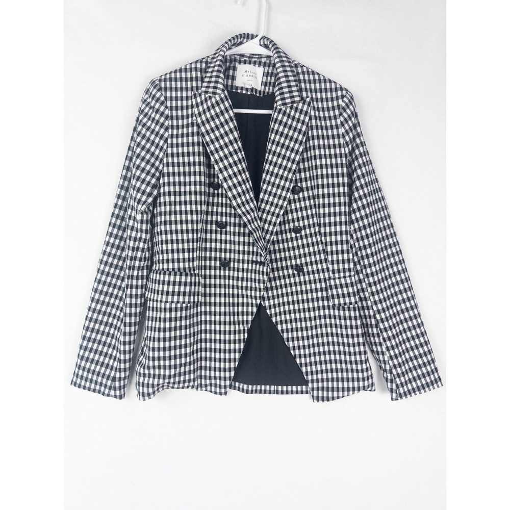 Maison D Amelie Blazer Womens XS Check Double Breasted Office Career